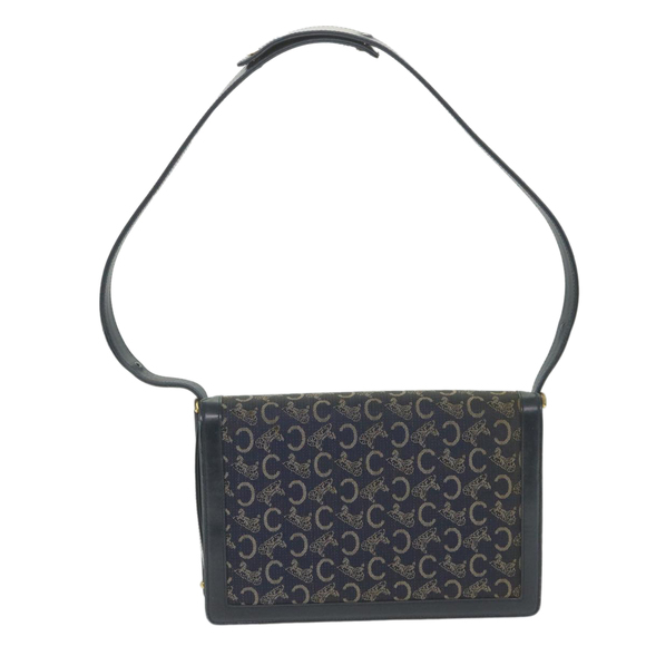 CELINE C Macadam Canvas Horse Carriage Shoulder Bag Navy Auth ar10605B - Picture 2 of 16